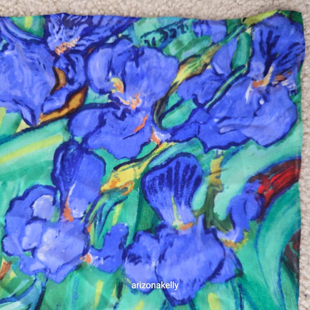 Van Gogh Silk Oblong Scarf Hand-Rolled Edges - Picture 2 of 10